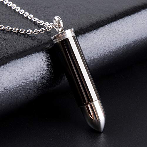 Fanery Sue Personalized Urn Necklace for Ashes Keepsake Custom Cremation Jewelry Memorial Bullet Cylinder Pendant Necklace3