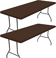 Vista 59 de Paquete de 2 manteles rectangulares de elastano de 4 pies, elásticos y ajustables para pícnic, cubierta de mesa de patio elástica y lavable