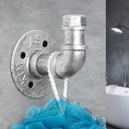Houseaid Industrial Iron Pipe Towel Hook Holder, Farmhouse Rustic Robe Hook For Bathroom, Vintage Style Clothes Hook Hanger, Wall Mounted thumb #2