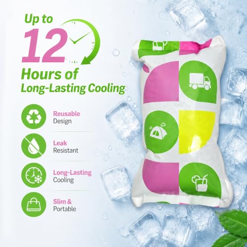 Image of WORLD-BIO Ice Packs for Lunch Boxes, 50 Pack Reusable Leak Resistant Ice Packs for Cooler Bag, Sided Absorption Long Lasting Small Cold Packs for Shipping and Picnic, Soak Required, Small, 4.9 inch x 3.7 inch