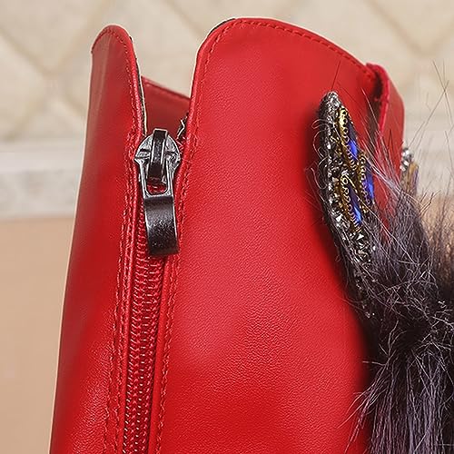 Kids Girls Knee High Heels Boots Leather Lace-Up Waterproof Side Zipper Boots Winter Combat Riding Boots4