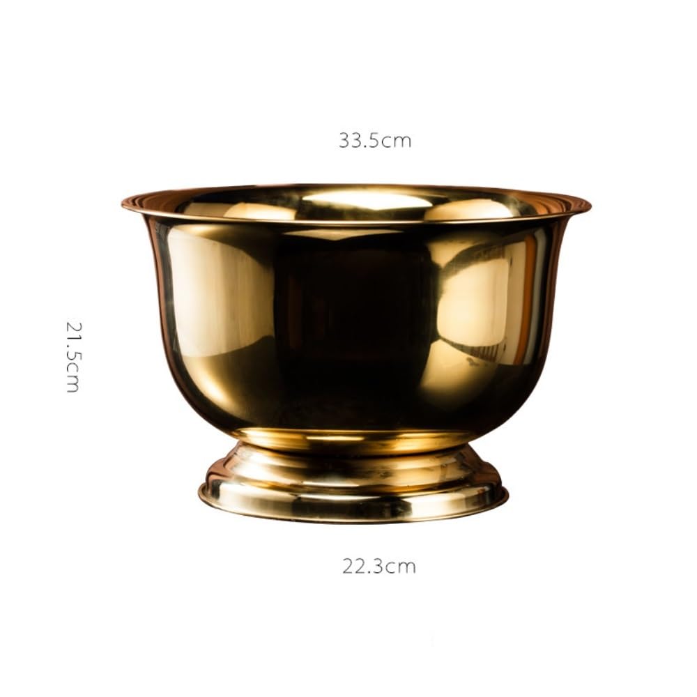 Cubitera grande de acero inoxidable para champán, cuenco de vino de metal con base, ideal para el hogar, bar, restaurante, mantiene el champán, el vino, la cerveza fría para fiestas (dorado)