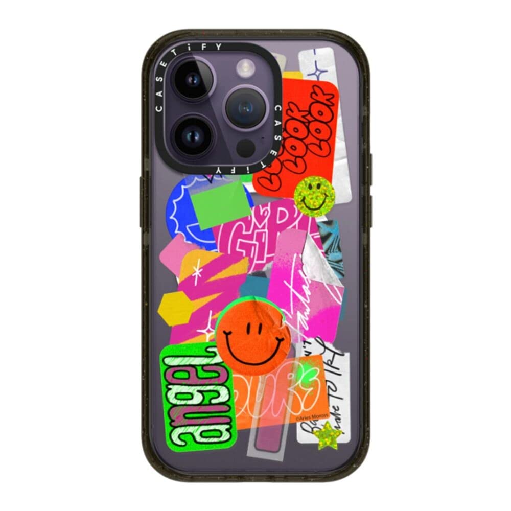 CASETiFY インパクト iPhone 14 Pro ケース [MIL規格準拠 (4x MIL-STD-810G)/2.5mからの落下試験をクリア/MagSafe に対応] - Aries Moross- Sticker - グロッシー ブラック