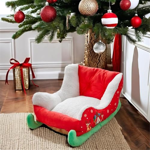 biubiusot Lit Traîneau de Noël pour Chat et Chien, Animal Domestique