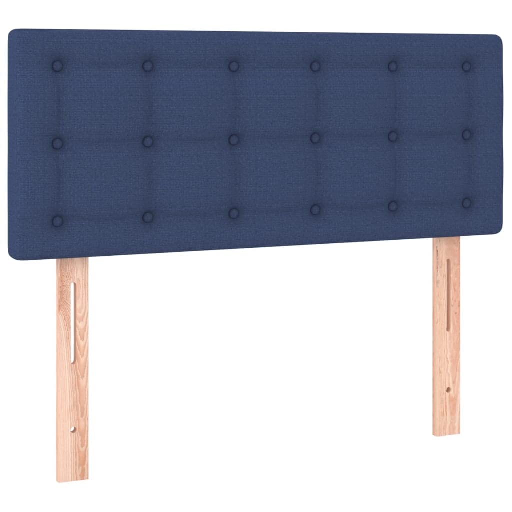 Boxspringbett 100x200 cm, Blaues Polsterbett inkl. Taschenfederkernmatratze und Topper, Höhenverstellbares Kopfteil, Robuster Rahmen, Einzelbett für EIN bequemes Schlaferlebnis