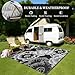 MontVoo Outdoor Rug-Waterproof Camping Rug Patio Rug Mat 6x9 ft Reversible Plastic Straw Outside Outdoor Rug for RV Camping Picnic Beach Balcony Backyard Pool Deck Porch Farmhouse Floral Black