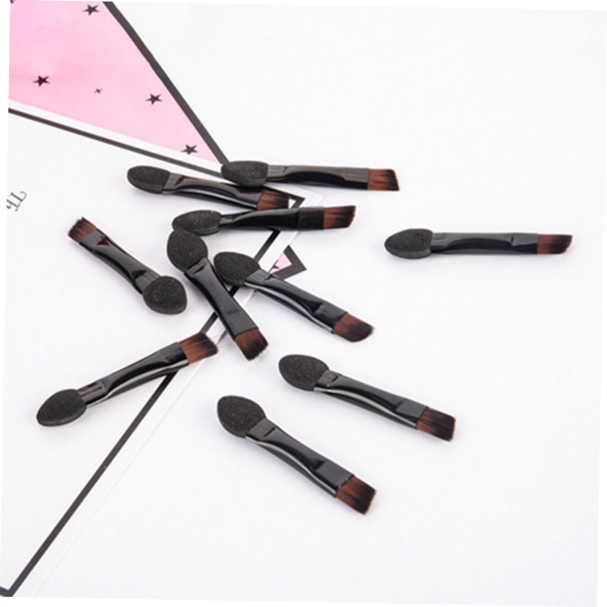 SOESFOUFU Eyebrow Lip Brush Set 2-in-1 Double Sided Eye Shadow Brush for Women Soft Black