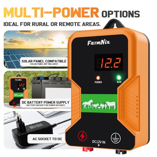 Recinzione elettrica da 12V, caricatore per recinzioni elettriche, 2 joule/12 kV, recinzione elettrica da 15KM, alimentazione per pollame, bestiame, animali domestici, unità di controllo - immagine 4