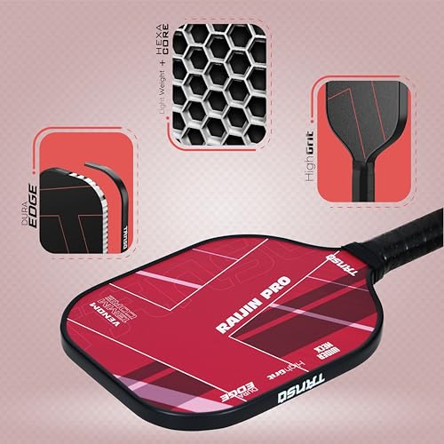 Image of TANSO Raijin Pro Fiberglass Pickleball Paddle (Hight Grit Surface Pickleball Paddle, Light Weight + Hexa Core, Wider Neck for Larger Sweet Spot)