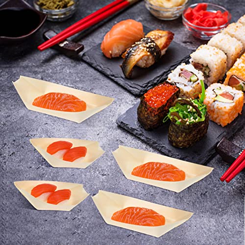 Platos de madera tipo barco sushi x100 miniatura 3