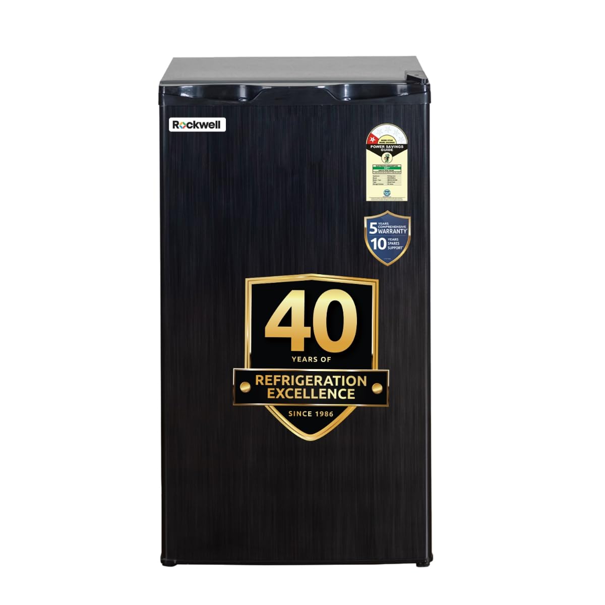 ROCKWELL MB100 Mini Refrigerator with Freezer, Grey, 5 Year Warranty | Direct Cool Technology, Single Door Design, Ideal for Bedrooms, Hostels, Small Spaces & Offices