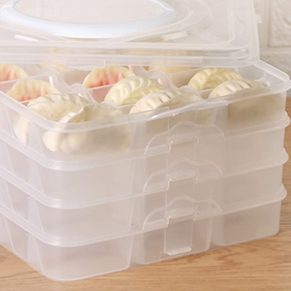 Contenitore Per Ravioli Impilabile 2 Strati Con Coperchio Ermetico – Trasparente, Per Wonton, Noodle E Biscotti, Adatto A Frigorifero E Congelatore