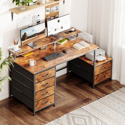Bureau d'ordinateur réversible avec support d'imprimante 132x48cm
