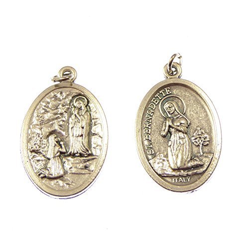 R Heaven - St. bernadette catholic colgante medalla - de 2cm del metal, color plata