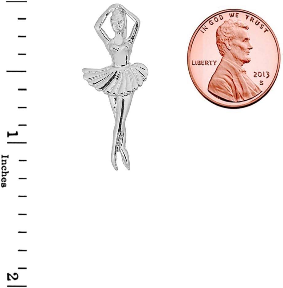 Elegant Sterling Silver Dancing Ballerina Girl Pendant Necklace