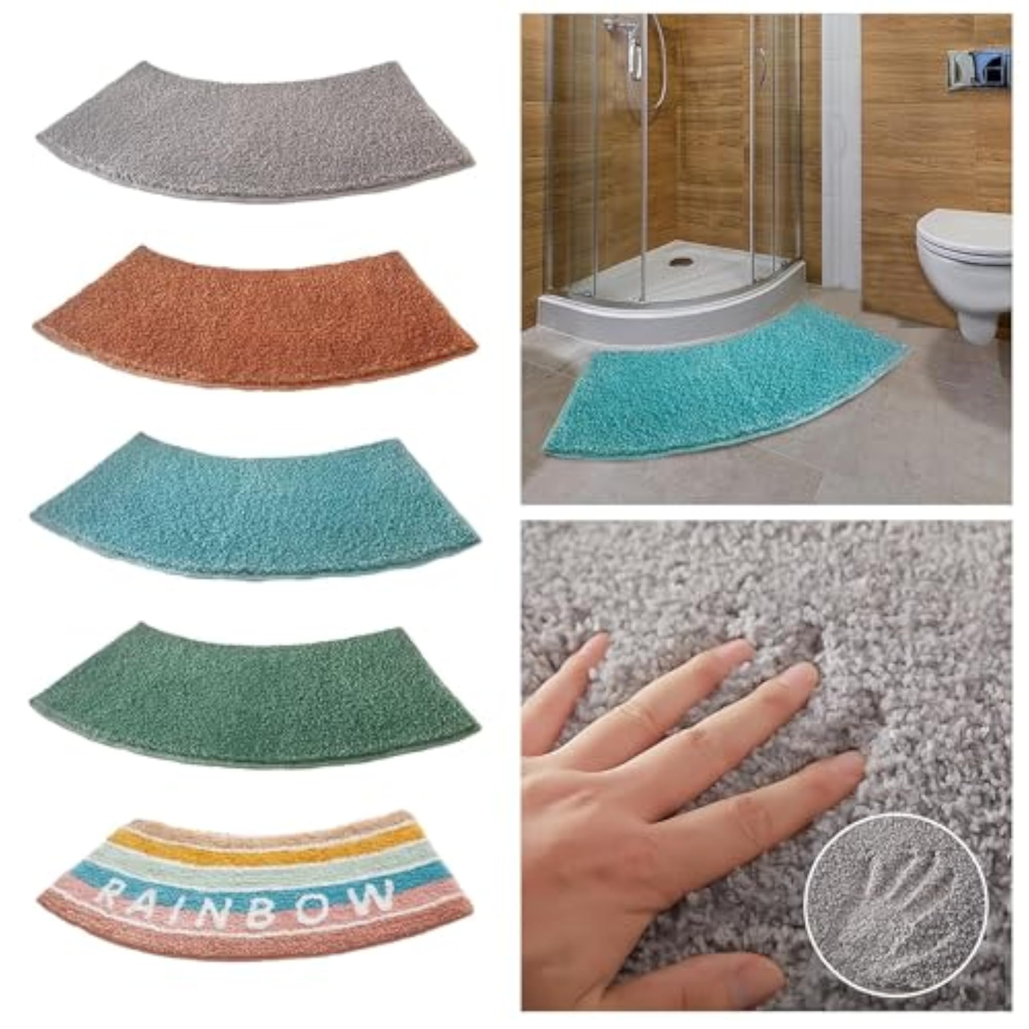 Curved Shower Mat Household Soft Floor Mat Bath Rug