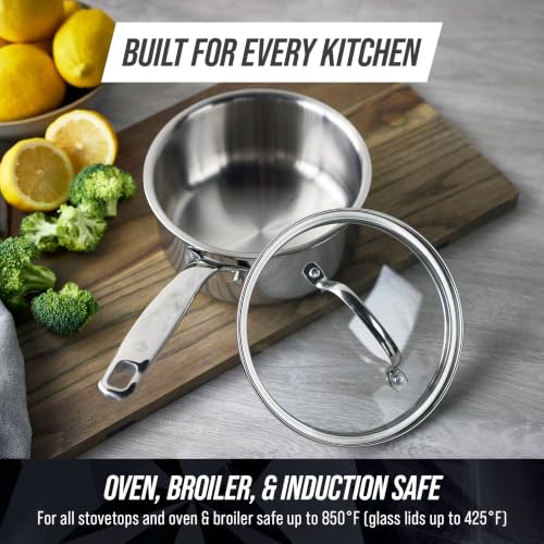 Image of Blue Diamond Pro Steel 1.57QT Tri-Ply Stainless Steel Sauce Pan with Lid