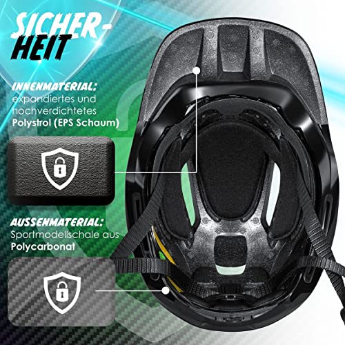 Foto von KESSER® Kinderhelm 2in1 Integriert Kinnschutz & Fahrradhelm Kinder Jugend Helm Abnehmbarem Kinnschutz 12 Belüftungen Ink. Transportbeutel BMX MTB Skateboard inliner Größenverstellbarer M 53-58cm
