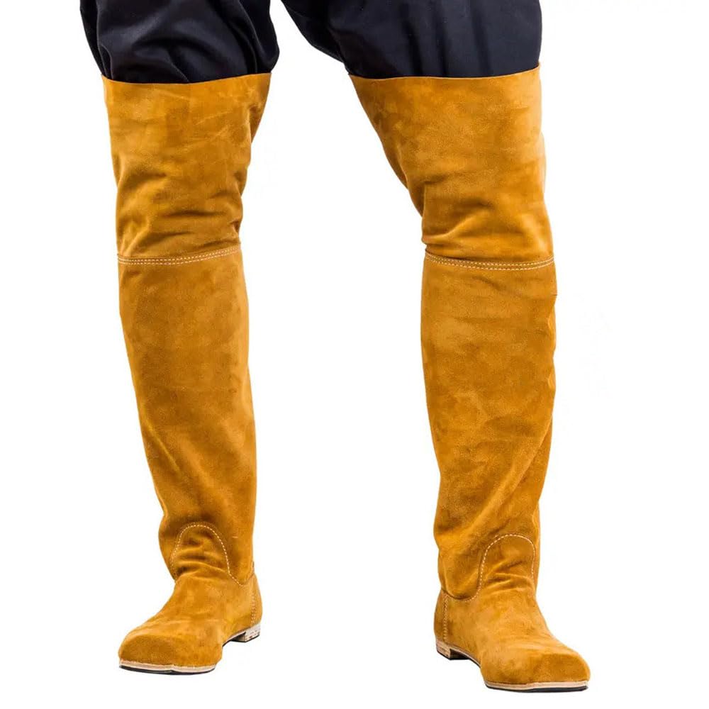 Stivali Medievali Vichingo Retrò Flanging Stivali Cavaliere Di Velluto Rinascimentale Lungo Albero Scarpe Singole per Cosplay Pirate