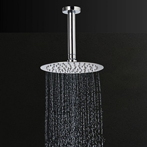 8-Inches Ceiling Mount Shower Arm and Flange, Brushed Nickel Straight Shower Arm with Check Valve for Rainfall Shower Head, 1/2 NPT Thread