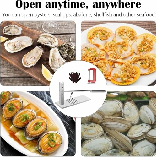 Juego de cuchillos para ostras con guante resistente a los cortes y clip, herramienta portátil de apertura de mariscos para un uso doméstico fácil