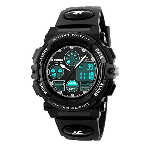 Dayllon Kids Digital Watch Led Outdoor Sports 50M Waterproof Watches Boys Children's Analog Quartz Wristwatch With Alarm Wrist Watch - Black #TOP9