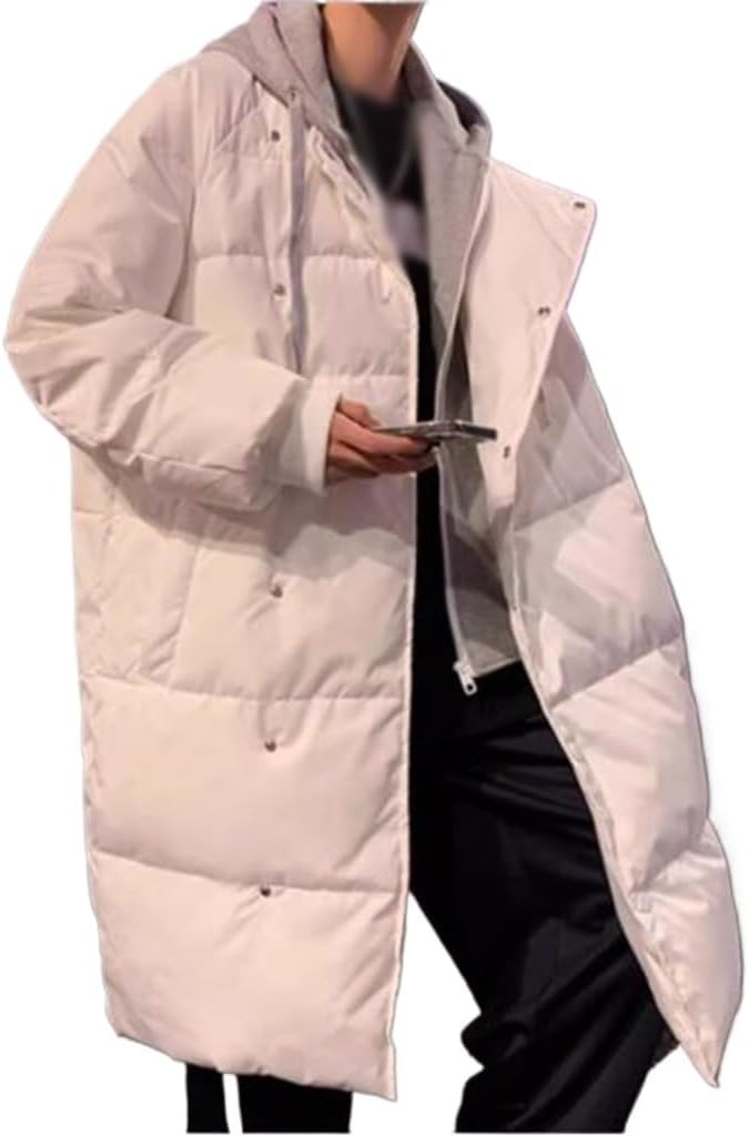 VIDI Korean Version Down Jacket Coat Fake Two Hooded Male Winter Long Bread Clothes