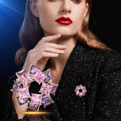 Image of Elegant Floral Brooch Pins for Women, Sweater Shawl Silk Cardigan Lapel Pins, Cardigan Jewelry Suit Shirt Accessory with Crystal CZ Flowers Brooches Pins for Women