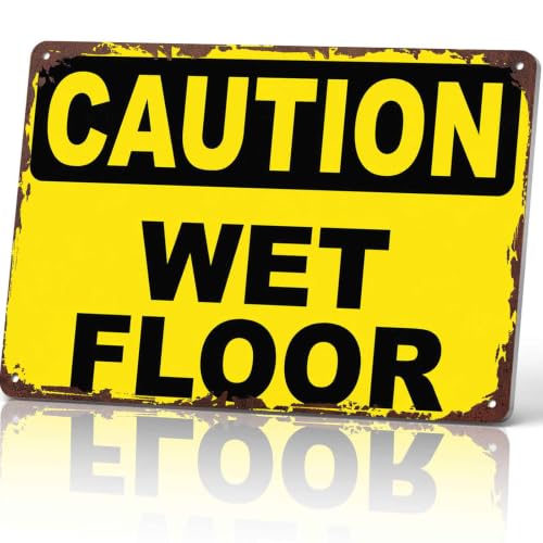 Caution Wet Floor Metal Sign 8x12 Inch, Funny Aluminum Wall
