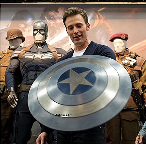 Antiques Art Marvels Avengers Legend Captain America Winter solider Shield,Metal Prop Replica,LARP, Combat Shield Soldier Replica Movie Replica,Marvel Cosplay,The Steven Rogers Blue &Silver 24 inch