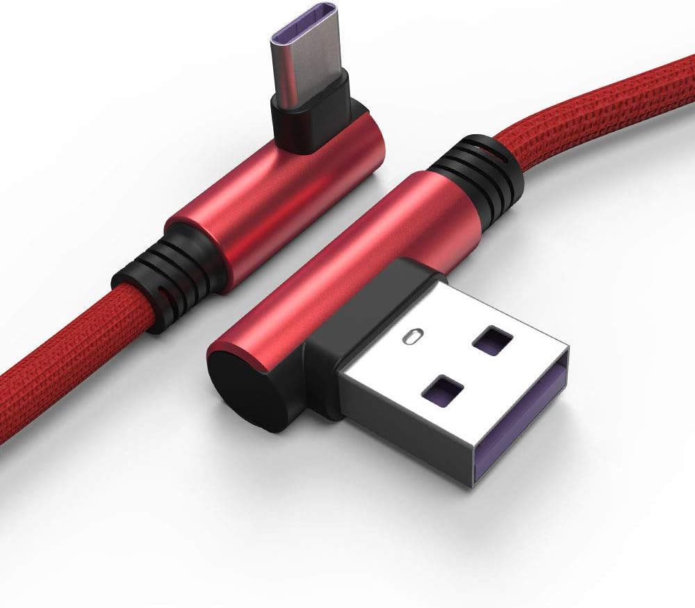 TECHGEAR USB Type C 90 Degree Right Angle Sync & Fast Charge Cable Compatible with Samsung S25 S24 S23 S22 S21 A15 A36 A55 5G, Pixel 9 8 7, OnePlus, Oppo Find X8 X5, Redmi Note, Moto, Honor Magic etc