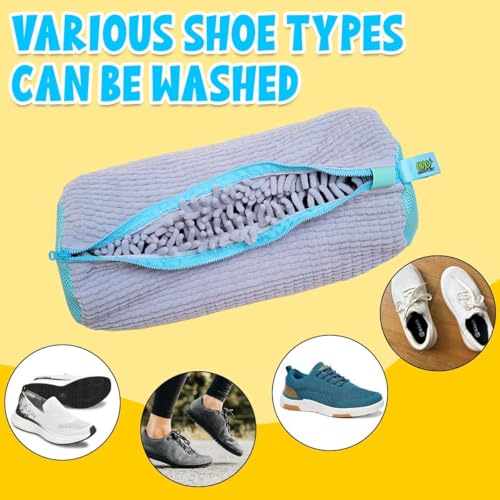 Image of Reusable Shoe Washing Machine Bag for Washer & Dryer Yellow Fits All Shoe Sizes Deep Cleaning Laundry Bag with Invisible Zipper Washable Organizer for Sneakers, Shoes, Socks & Toys