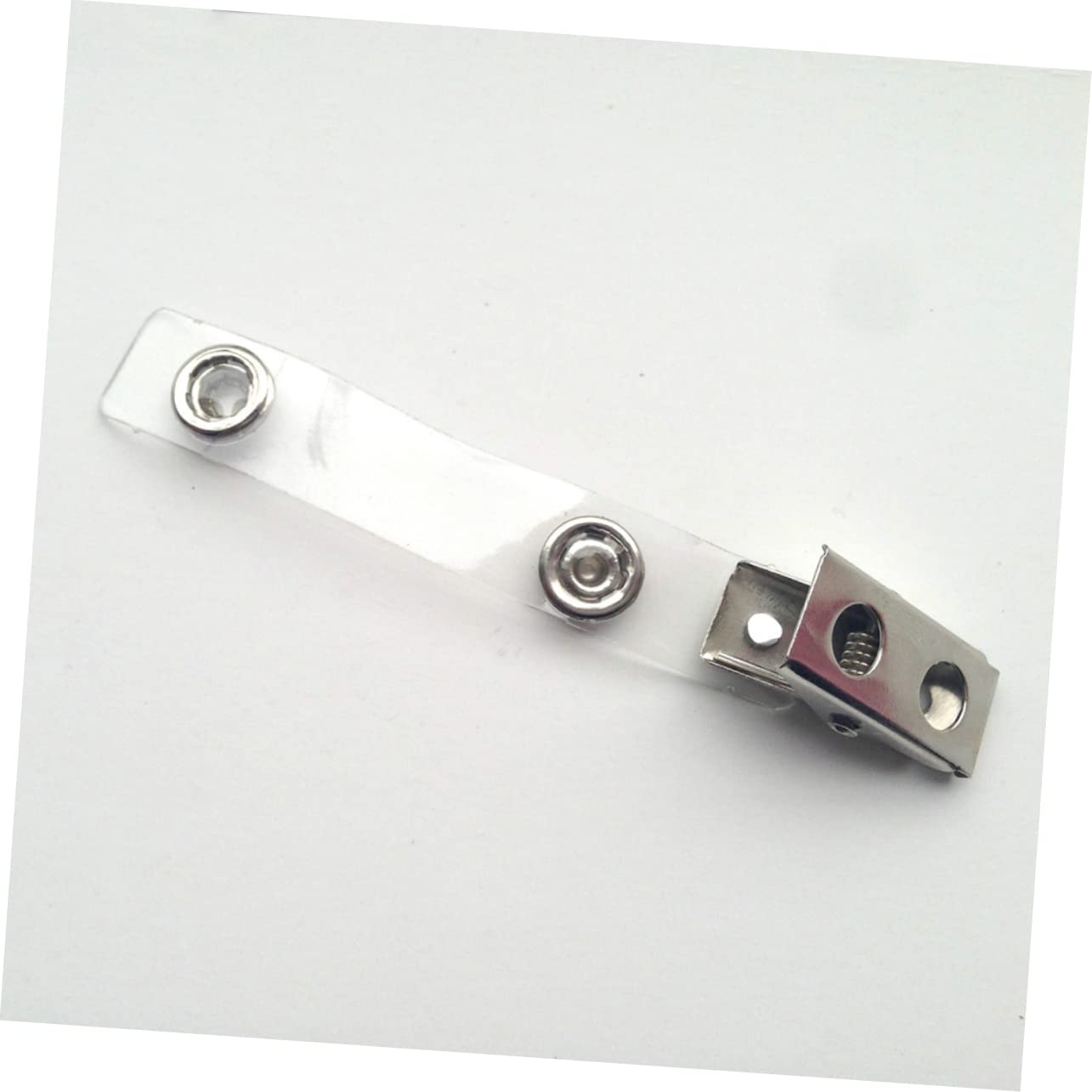 VILLCASE Carrete Metálico para Identificación Doble Agujero con Correa Pvc Transparente, Pack 100 Unidades, Clip Retráctil Resistente para Oficina, Eventos y Seguridad