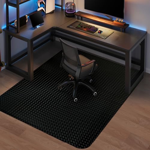 Vicwe Gaming Chair Mat for Hardwood Floor, 60'×46' Large Office Chair Mat, PVC Computer Chair Mats, Easy Glide, Floor Protector for Rolling Chair-Black
