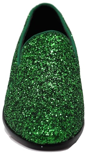 Image of SPK04 Men's Vintage Glitter Dress Loafers Slip On Shoes Classic Tuxedo Dress Shoes