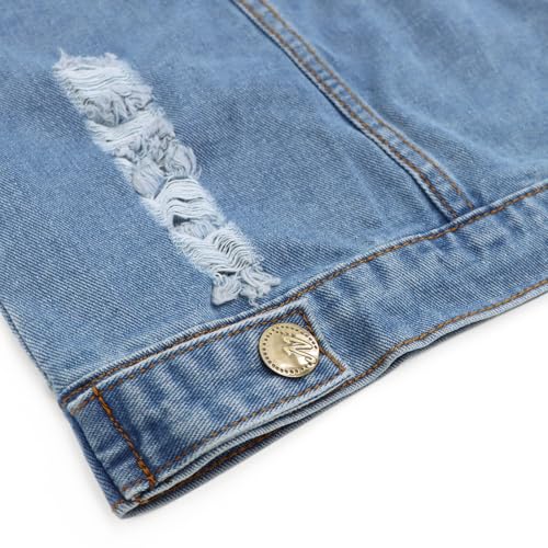 Image of LONGBIDA Men's Denim Vest Casual Slim Fit Sleeveless Jacket Vintage Ripped Summer Jean Vests, Light Blue, XXL