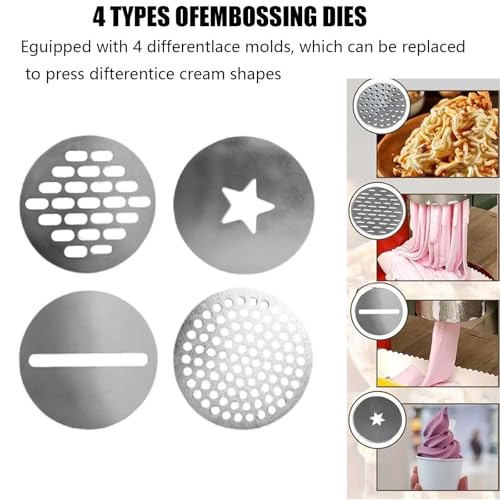 ZenSeFarin Eismaschine, Softeismaschine,Spaghetti-Eispresse,30 L/H Servierpresse,4 Formen,EinfüLltrichter 420 Ml,Einfach Zu Bedienen,FüR DessertläDen/Partys Und Catering 30 X 20 X 57 cm White – Bild 6
