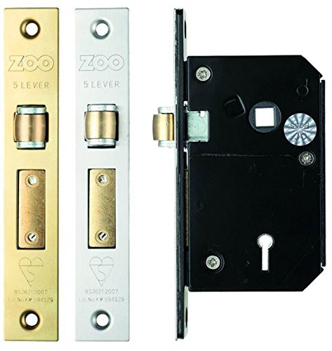 Zoo HardwareBS British Standard 5 Lever Chubb Retro-Fit Door Sashlock Lock (Satin Stainless, 67mm (2.6"))