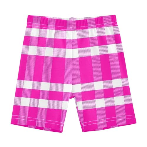 White Pink Plaid Toddler Biker Shorts for Girls Cotton Under Dress Shorts Funny 4t Summer Clothes