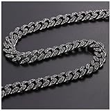 Collar Collar de color plateado Pulsera Hip Hop Miami Curb Cuba Cadena Iced Out Paviment Rhinestones Cz Bling Rapper for hombres mujeres joyas Collar Mujer ( Color : Black Gun Plated_18cm bracelet )