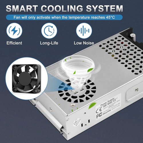 inShareplus 12V 500W New Version AC to DC Converter, 120V to 12V Power Supply, Switching Transformer for RV, LED Strips, CCTV, Car Stereos, LCD Monitors, Computer Projects4