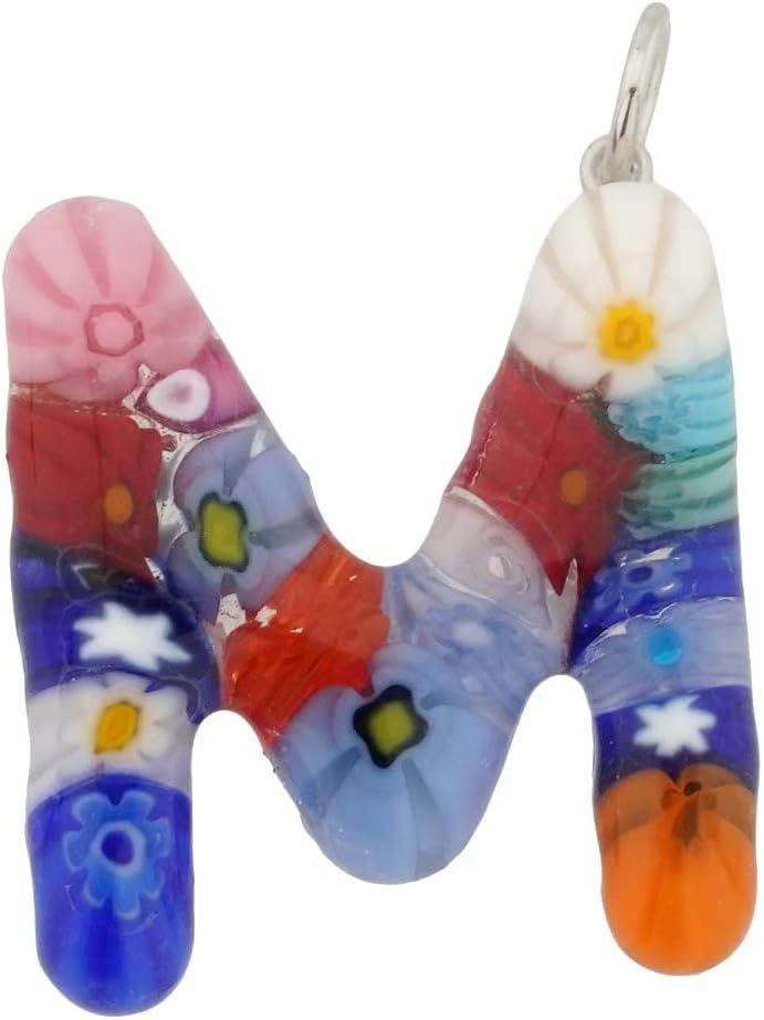 Glass Of Venice Murano Glass Alphabet Initial Pendant - Letter M