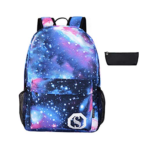 Mochila Luminosa Mochilas Escolares para Adolescentes Unisexo Bolso de Hombro Galaxia