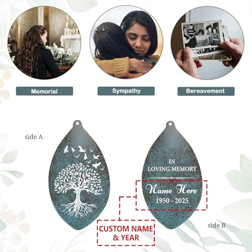 Image of ASTARIN Sympathy Wind Chimes Personalized, Tree Life Sympathy Gifts Wind Chime for Loss of Loved Mom /Dad, Commemorative Wind Chimes for Condolences /Funeral, Outside Decor(Produced in Texas)