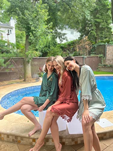 Generic Personalized Silk Robe For Women Satin Kimono Robes Customized Bridesmaid And Bride Robes Lace Bridal Robes Bridesmaids Party Short Getting Ready Robe Gifts thumb #8