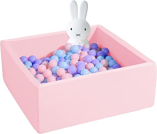 Piscina cuadrada de espuma para niños pequeños, 35 x 35 x 12 pulgadas, piscina suave con funda extraíble, corralito de esponja viscoelástica para