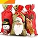 Jolik Santa Sacks Drawstring Christmas Gift Bags, 3D Design Fabric Christmas Bags for Christmas Party Supplies, 15 x 8 inch