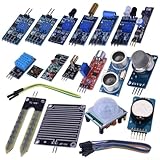 Kit complet de capteurs de 16 pièces : DS1302, pluie, son, flamme, KY-008, photorésistance, humidité du sol YL-69, éviter les obstacles, vibrations, gaz MQ-2, 315M RF, inclinaison et suivi de chemin, plus une boîte de rangement transparente – tout le nécessaire pour un apprentissage pratique.