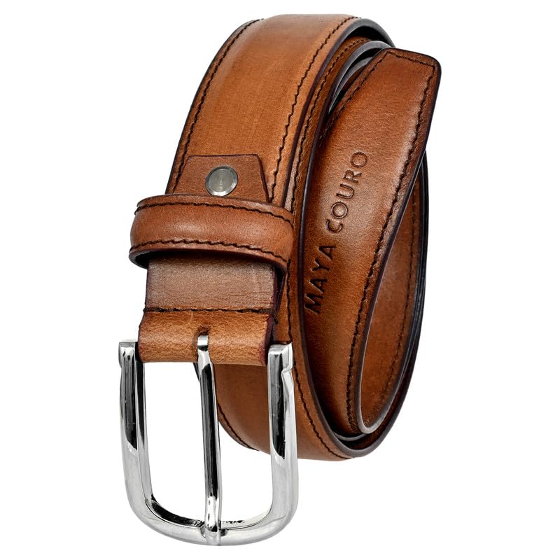 Image of Genuine Leather Belt for Men - Adjustable Waistband Belt for Jeans & Dress Pants Zinc Casted Buckle - Formal & Casual