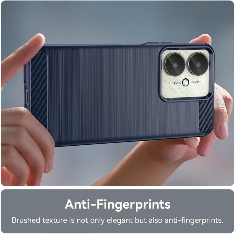 Image of NPRC Hybrid Ultra Slim Protective Case TPU Non-Slip Carbon Fiber Texture Shockproof Case Cover for Redmi 13c 5G - Blue